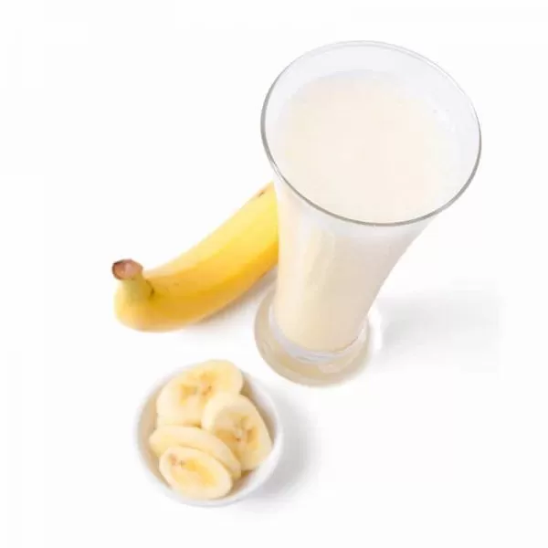 banana diet protein shake in glass alternative angle
