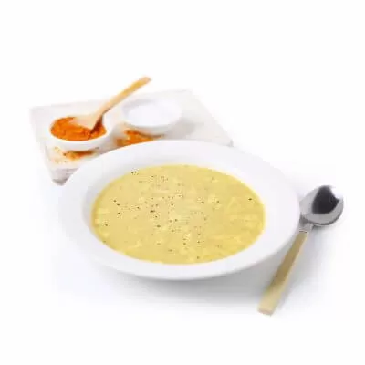 curry noodle diet soup in bowl