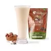 hazelnut diet protein shake in glass with sachet