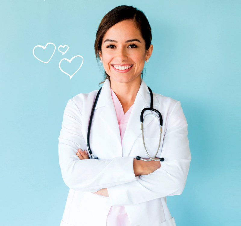 female NHS doctor with stethoscope