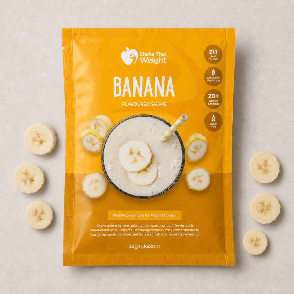 Shake That Weight banana flavoured meal replacement shake sachet, 33g, 211 kcal per meal