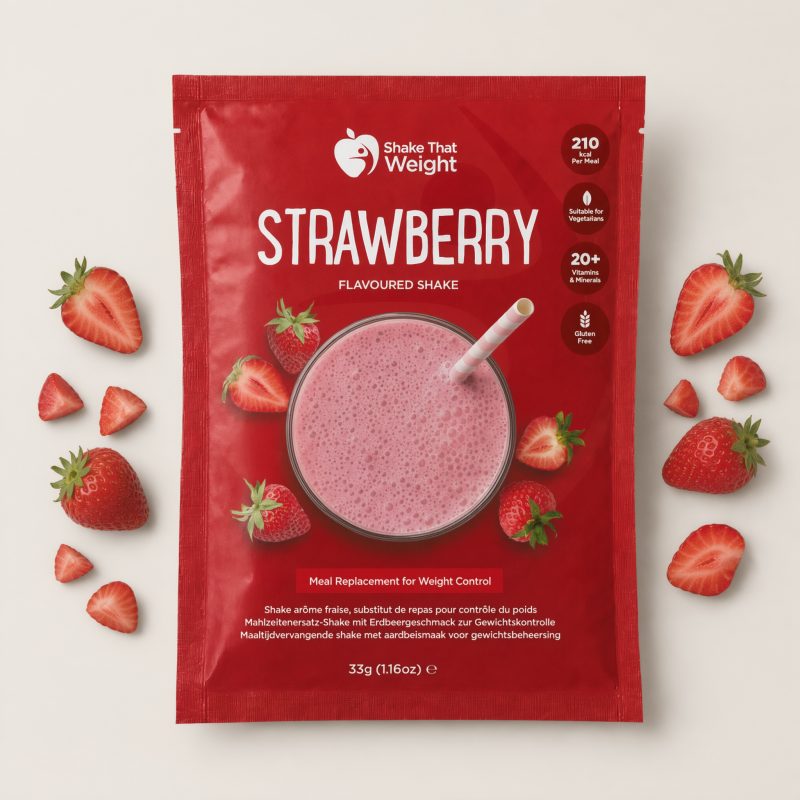 Shake That Weight strawberry flavoured meal replacement shake sachet, 33g, 210 kcal per meal