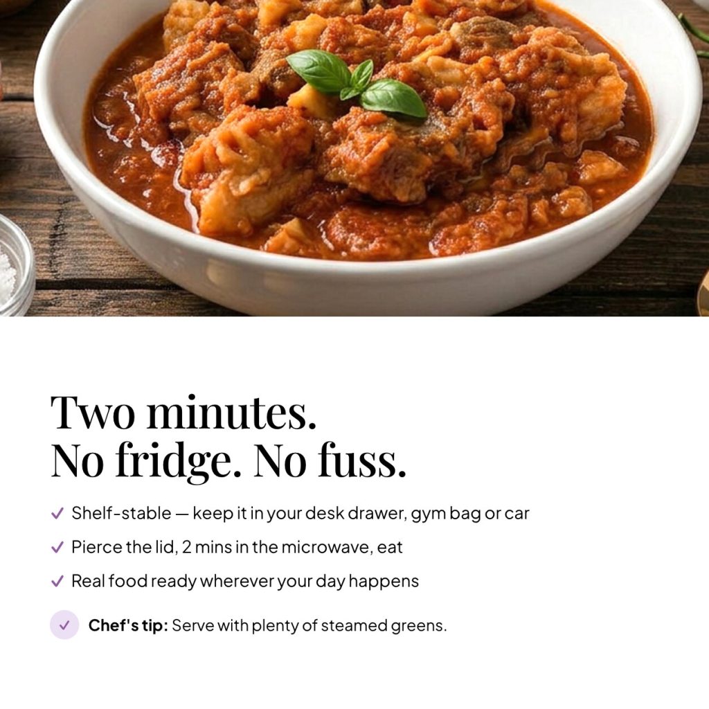 Two minutes, no fridge, no fuss: shelf-stable Italian Beef Stew with a chef's tip