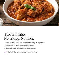 Two minutes, no fridge, no fuss: shelf-stable Italian Beef Stew with a chef's tip